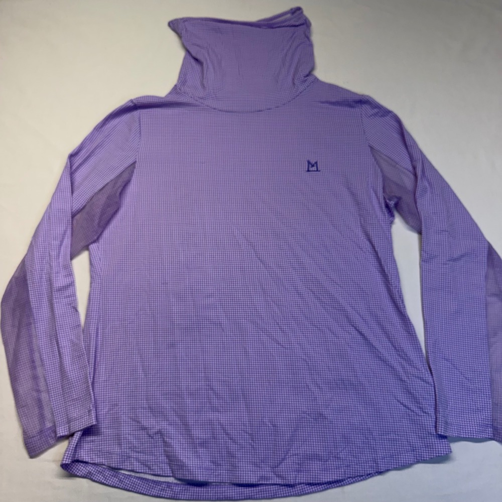 IBKUL IBKareful Lavender Gingham Sun Shirt UPF 50+ Cooling Top Large Golf Tennis